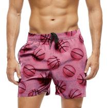 Short Praia Shorts Banho Bermuda Verão Bola Basquete Sport Rosa Pink 1121