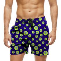 Short Praia Shorts Banho Bermuda Verão Bolas Verde Monstro Aliem 1342