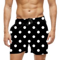 Short Praia Shorts Banho Bermuda Verão Bolinhas Branco White Cartoon 654