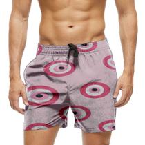 Short Praia Shorts Banho Bermuda Verão Bolinhas Emoji Rosa Cartoon 281