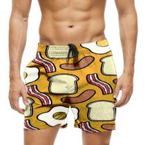 Short Praia Shorts Banho Bermuda Verão Breakfast Café da Manhã Cartoon Foods 196 Short Praia Shorts Banho Bermuda Verão Breakfast Café da Manhã Cartoon Foods 196