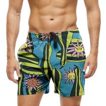 Short Praia Shorts Banho Bermuda Verão Cactos Cartoon Faces Deserto 679