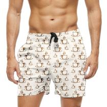 Short Praia Shorts Banho Bermuda Verão Café Coffe Cartoon Aroma 1649 Short Praia Shorts Banho Bermuda Verão Café Coffe Cartoon Aroma 1649