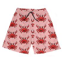 Short Praia Shorts Banho Bermuda Verão Caranguejo Cartoon Vermelho 253