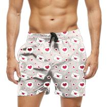 Short Praia Shorts Banho Bermuda Verão Cartas Amor Balão Cartoon 1318