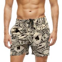 Short Praia Shorts Banho Bermuda Verão Cartas Dinheiro Flor 897