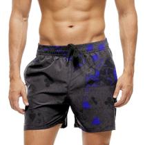 Short Praia Shorts Banho Bermuda Verão Cartas Neon Cartoon Roxo 440
