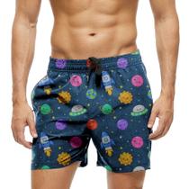 Short Praia Shorts Banho Bermuda Verão Cartoon Espaço Sol Planetas 473 Short Praia Shorts Banho Bermuda Verão Cartoon Espaço Sol Planetas 473