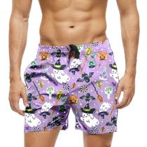 Short Praia Shorts Banho Bermuda Verão Cartoon Halloween Fantasma Abóbora 975 Short Praia Shorts Banho Bermuda Verão Cartoon Halloween Fantasma Abóbora 975