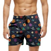 Short Praia Shorts Banho Bermuda Verão Cartoon Planetas Aliem 472 Short Praia Shorts Banho Bermuda Verão Cartoon Planetas Aliem 472