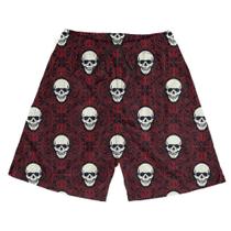 Short Praia Shorts Banho Bermuda Verão Caveira Estilo Arte Retro Red 372