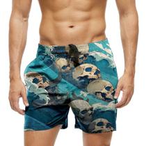 Short Praia Shorts Banho Bermuda Verão Caveira Pirata Mar Arte 789 Short Praia Shorts Banho Bermuda Verão Caveira Pirata Mar Arte 789