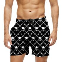 Short Praia Shorts Banho Bermuda Verão Caveiras Ossos Real 799 Short Praia Shorts Banho Bermuda Verão Caveiras Ossos Real 799