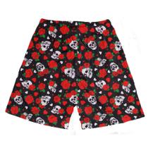 Short Praia Shorts Banho Bermuda Verão Caveiras Rosas Flores Cartoon 124