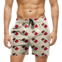 Short Praia Shorts Banho Bermuda Verão Chocolate Cartoon Doce 591