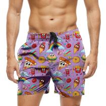 Short Praia Shorts Banho Bermuda Verão Comida Foods Cartoon Fun 1245