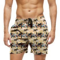 Short Praia Shorts Banho Bermuda Verão Coqueiros Férias Coco Cartoon 1273
