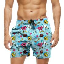 Short Praia Shorts Banho Bermuda Verão Coração Face Arco Cartoon 1000