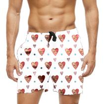 Short Praia Shorts Banho Bermuda Verão Coração Happy Amor 1305