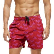 Short Praia Shorts Banho Bermuda Verão Coração Rosa Amor Love 283 Short Praia Shorts Banho Bermuda Verão Coração Rosa Amor Love 283
