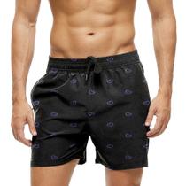 Short Praia Shorts Banho Bermuda Verão Corações Neon Azul Amor 348