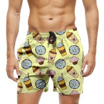 Short Praia Shorts Banho Bermuda Verão Cupcake Donuts Doce 1425