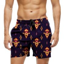 Short Praia Shorts Banho Bermuda Verão Desenho Arte Fogo Fire Laranja 1843