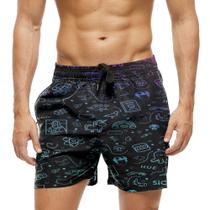Short Praia Shorts Banho Bermuda Verão Desenhos Arte Colorido 355