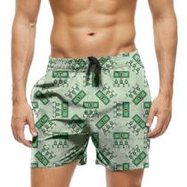 Short Praia Shorts Banho Bermuda Verão Dinheiro Money Lucro Green 1321