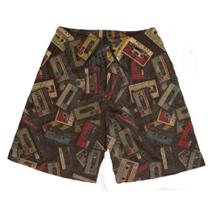 Short Praia Shorts Banho Bermuda Verão Discos Música Retro 90