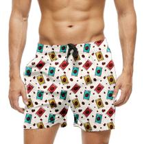 Short Praia Shorts Banho Bermuda Verão Doce Cartoon Chocolate 1387