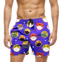 Short Praia Shorts Banho Bermuda Verão Emoji Doente Like Máscara Cartoon 954 Short Praia Shorts Banho Bermuda Verão Emoji Doente Like Máscara Cartoon 954