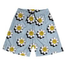 Short Praia Shorts Banho Bermuda Verão Emoji Flor Azul Margarida 98