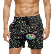 Short Praia Shorts Banho Bermuda Verão Emoji Flor Colorido 456