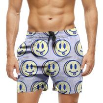 Short Praia Shorts Banho Bermuda Verão Emoji Linguinha Cartoon Happy 893