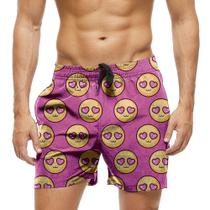 Short Praia Shorts Banho Bermuda Verão Emojis Apaixonado Coração 1637