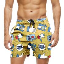 Short Praia Shorts Banho Bermuda Verão Emojis Cartoon 924