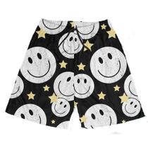 Short Praia Shorts Banho Bermuda Verão Emojis Cartoon Estrela White