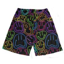 Short Praia Shorts Banho Bermuda Verão Emojis Distorcido Rainbow Colorido 232