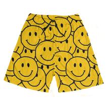Short Praia Shorts Banho Bermuda Verão Emojis Faces Yellow 46