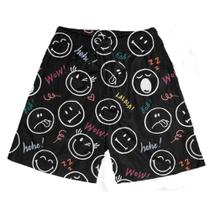 Short Praia Shorts Banho Bermuda Verão Emojis Reações Colorido Cartoon 312