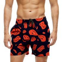Short Praia Shorts Banho Bermuda Verão Emojis Red Vermelho Happy 944