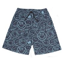 Short Praia Shorts Banho Bermuda Verão Emojis Sortido Azul Blue 315