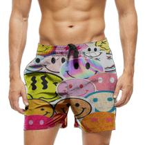 Short Praia Shorts Banho Bermuda Verão Emojis Tipos Estilo Faces 293