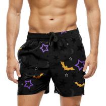 Short Praia Shorts Banho Bermuda Verão Estrelas Morcego Cartoon 736