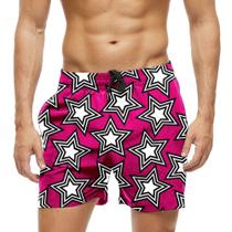 Short Praia Shorts Banho Bermuda Verão Estrelas Traços Black 1226 Short Praia Shorts Banho Bermuda Verão Estrelas Traços Black 1226