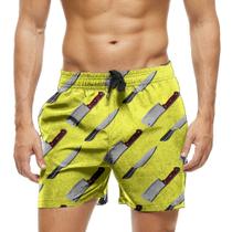 Short Praia Shorts Banho Bermuda Verão Facas Cartoon Corte 1691
