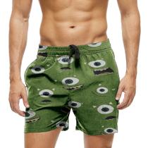Short Praia Shorts Banho Bermuda Verão Face Monstro Verde Cartoon 224 Short Praia Shorts Banho Bermuda Verão Face Monstro Verde Cartoon 224