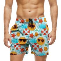 Short Praia Shorts Banho Bermuda Verão Férias Cartoon Sol Boia 969