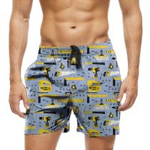 Short Praia Shorts Banho Bermuda Verão Ferramentas Cartoon Yellow Trabalho 1275
